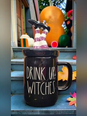 Rae Dunn "Drink Up Witches" Black Ceramic Halloween Mug